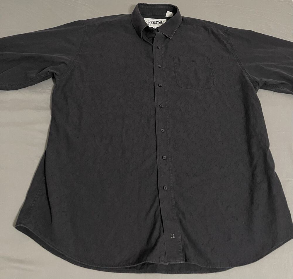 Resistol Ranch Mens XL Black Jacquard Western Shirt Tone-on-Tone Paisley